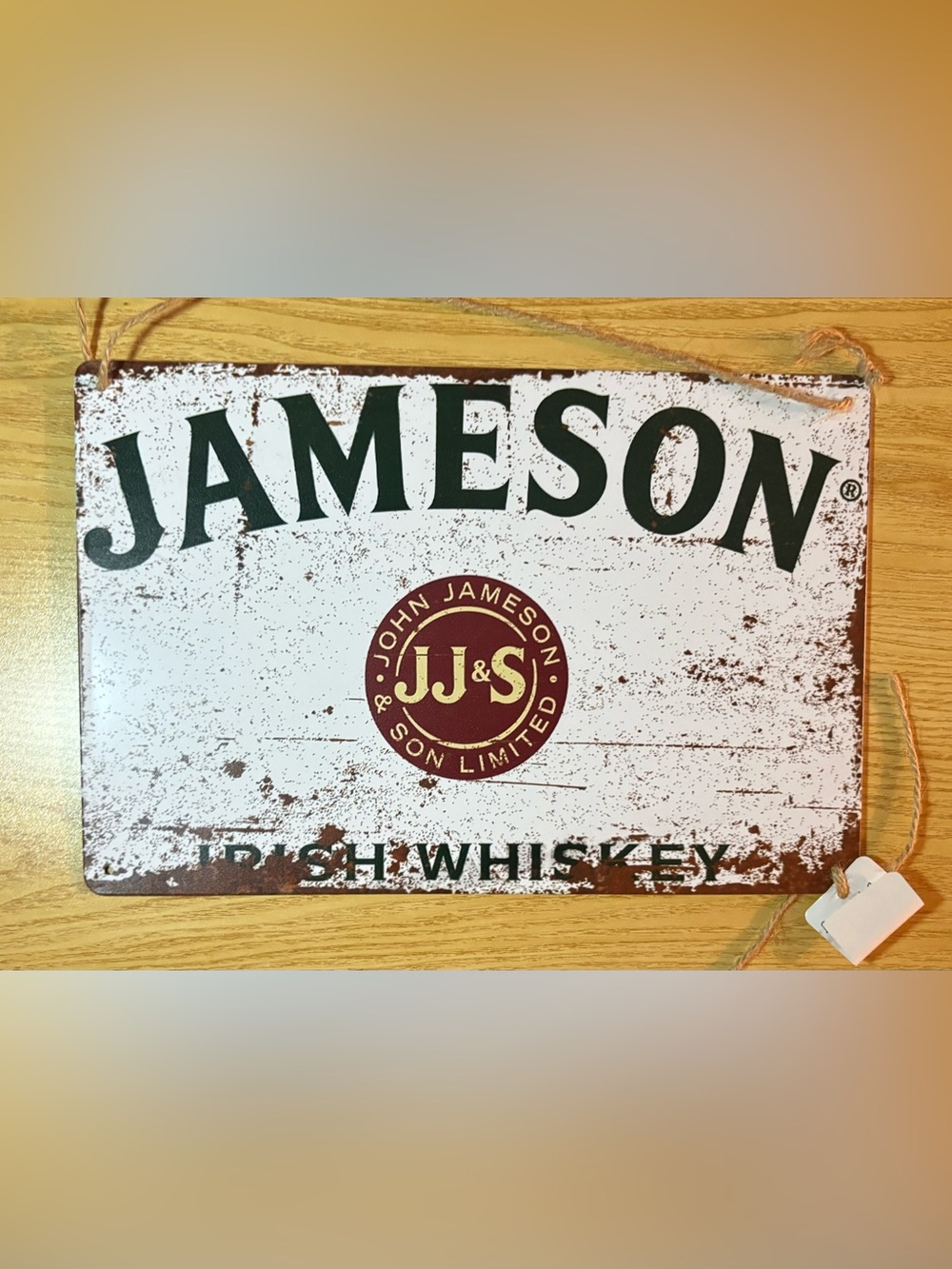 Red, white, dark green Jameson distressed look Wall Decor Sign